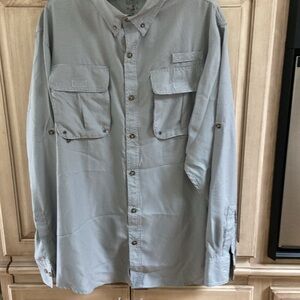 Red Head angler fisherman shirt sz L gray white LN